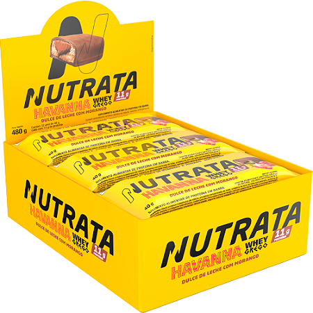BARRA PROTEICA NUTRATA GREGO BAR HAVANNA MORANGO  DISPLAY C/ 12 UN 40G