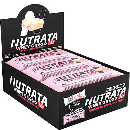BARRA PROTEICA NUTRATA GREGO BAR MORANGO C/ CHANTILLY DISPLAY C/ 12 UN 40G