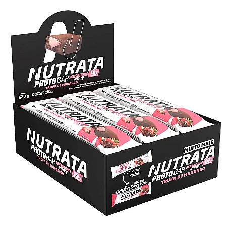 PROTOBAR SENSATIONS WHEY TRUFA DE MORANGO DISPLAY C/ 9 BARRAS 70GR NUTRATA