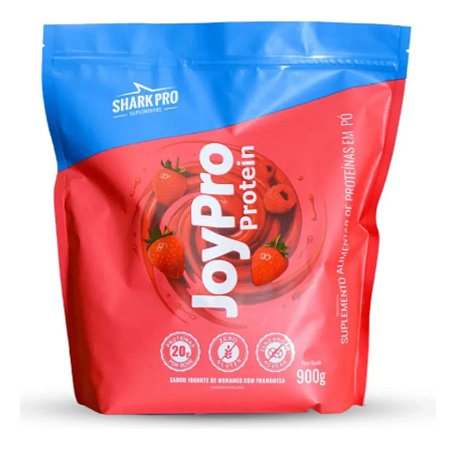 WHEY PROTEIN JOYPRO REFIL 900G - IOGURTE DE MORANGO C/ FRAMBOESA SHARK PRO