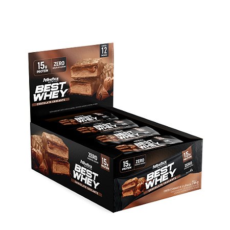 BEST WHEY BAR 15G PROTEIN (12 UNID. DE 62 G) CHOCOLATE CROCANTE ATLHETICA
