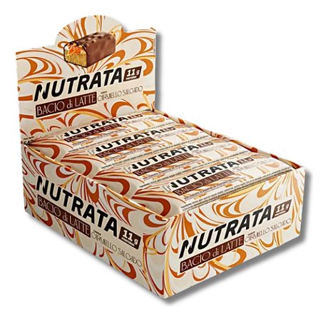 BARRA PROTEICA NUTRATA BACIO DI LATTE CARAMELO SALGADO DISPLAY C/ 12 x 45GR NUTRATA