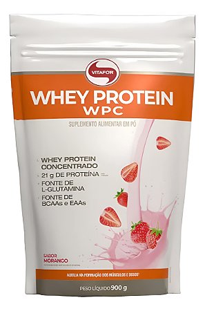 WHEY PROTEIN WPC POUCH 900G  MORANGO  VITAFOR