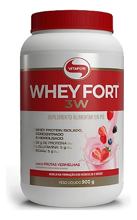 WHEY FORT 3W POTE 900G FRUTAS VERMELHAS VITAFOR