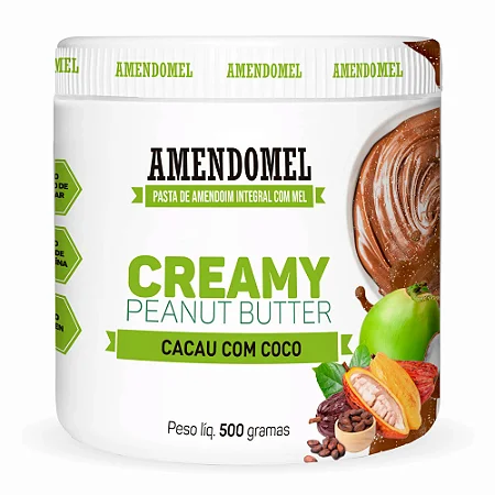 PASTA DE AMENDOIM C/MEL CACAU COCO 500G AMENDOMEL