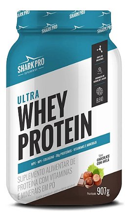 ULTRA WHEY CHOCO C/ AVELÃ - POTE 907GR SHARK PRO