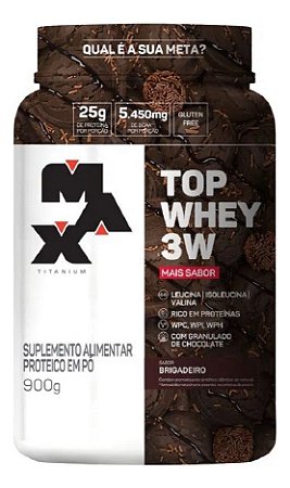 TOP WHEY 3W + SABOR POTE 900 GR BRIGADEIRO MAX TITANIUM