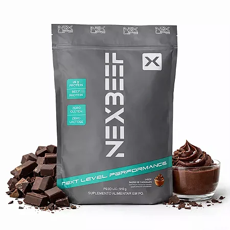 NEXBEEF - PROTEINA DA CARNE - (BEEF PROTEIN) 910G SABOR:MOUSSE DE CHOCOLATE NEXLIFE
