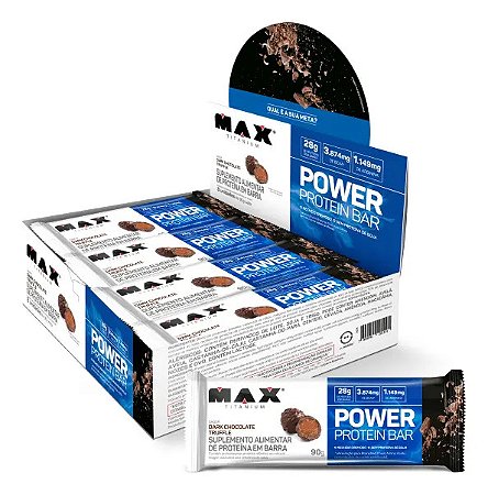 POWER PROTEIN BAR DARK CHOCOLATE TRUFFLE 8 UN DE 90G MAX TITANIUM