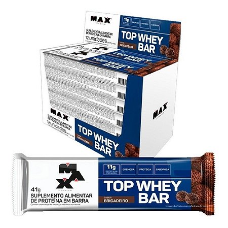 TOP WHEY BAR BRIGADEIRO DISPLAY COM 12 UN DE 41G MAX TITANIUM