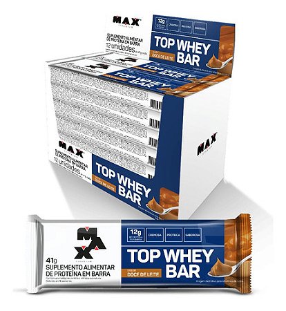 TOP WHEY BAR DOCE DE LEITE DISPLAY COM 12 UN DE 41G MAX TITANIUM