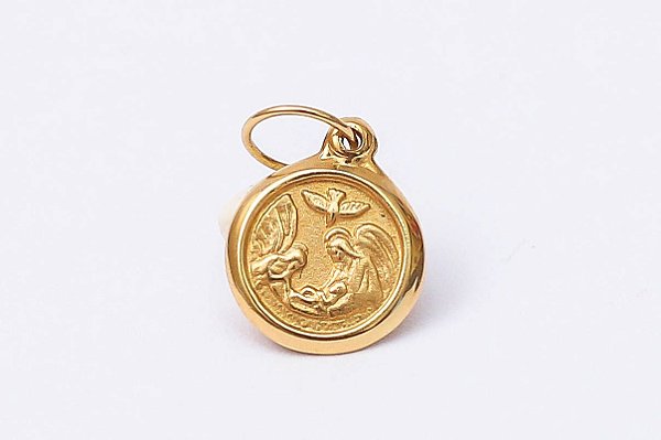 Pingente Medalha Batismo Trabalhado 0,6g