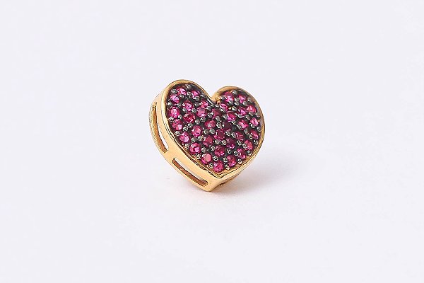 Pingente Coração com Zircônia Rosa 0,9g