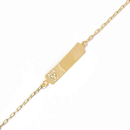 Pulseira Infantil Chapinha Ursinho em Laser 1,1g 13cm