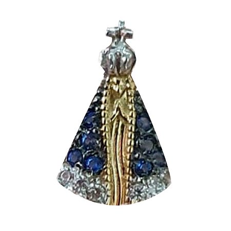 Pingente Nossa Senhora Manto Com Zircônias Azul