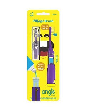 Escova Dental Infantil Magic Brush Angie Roxa - Macia 5+