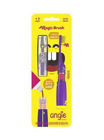 Escova Dental Infantil Magic Brush Angie Roxa - Extra Macia 3+