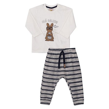 Conjunto Camiseta Ml E Calça Listrada Nini E Bambini