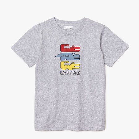 Camiseta Infantil Com Decote Careca Crocodilos Triplo Lacoste