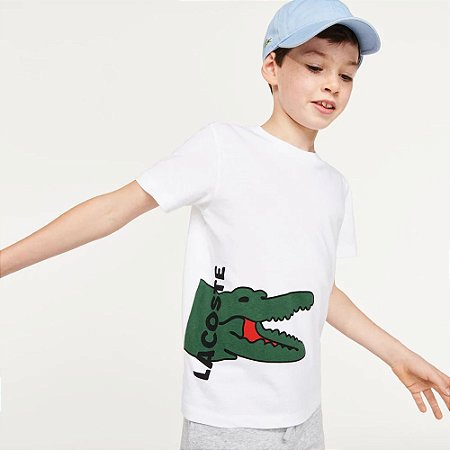Camiseta Infantil Com Decote Careca Crocodilos Lacoste