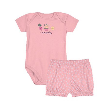 Conjunto Body Com Tapa Fralda Bolinha Rosa Marisol