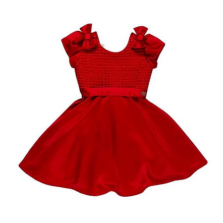 Vestido Vermelho Cetim Chic - Anjos Baby