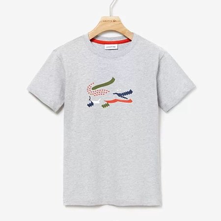 T-Shirt Cinza Estampa Jacaré Infantil Lacoste
