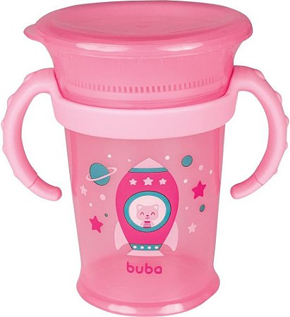 Copo de Treinamento 360 com Alça Removível Rosa - Buba