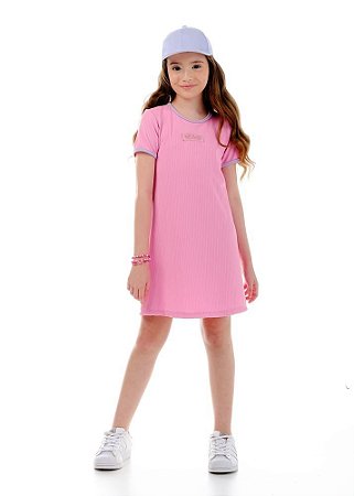 Vestido Infantil  Rosa com Abertura nas Costas - Mylu