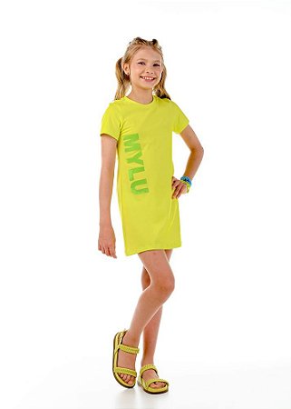 Vestido Infantil Verde Lima T-Shirt - Mylu