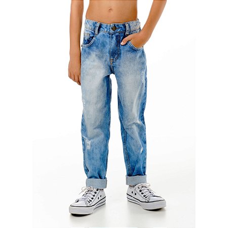 Calça Jeans Infantil Five Pockets com Puídos - Oliver