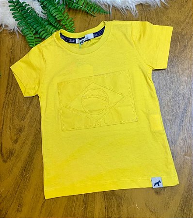 T-shirt Bebê Série Bordado Brasil Amarelo M-Oliver
