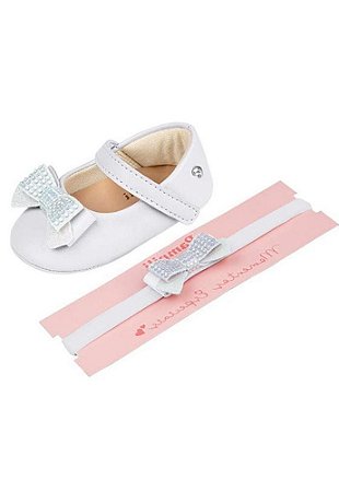 Sapato de Bebê Nina c/ Faixa Desejos do Coração Branco - Pampili