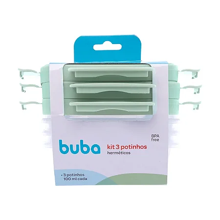 Kit 3 Potinhos Herméticos Verde - Buba
