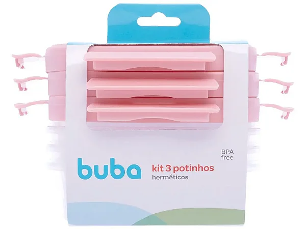 Kit 3 Potinhos Herméticos Rosa - Buba