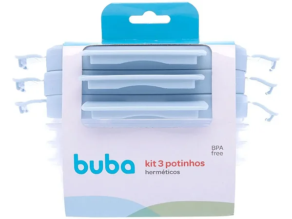 Kit 3 Potinhos Herméticos Azul - Buba