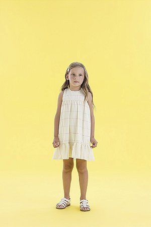 Vestido de Linho com Listras Azul e Rosa - Málagah
