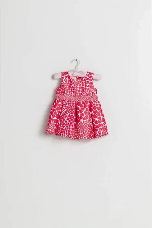 Vestido Estampado de Corações e Flores C/ Cinto - Málagah