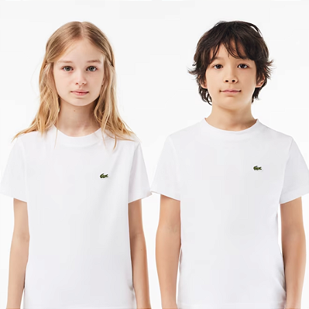 Camiseta Masc Infantil em Jérsey de Algodão Branco - Lacoste