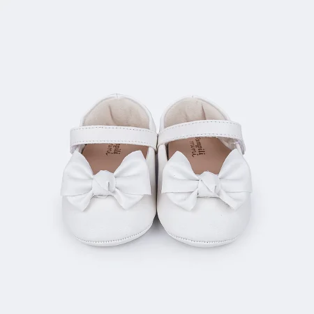 Sapato de Bebê Pampili Nina Laço Duplo Branco Peper - Pampili