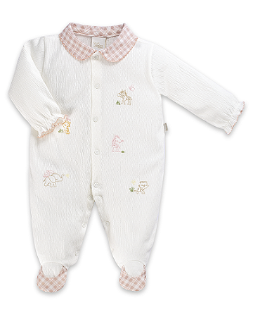 Macacão Fem ML Branco c/ Bordados e Gola P- Anjos Baby