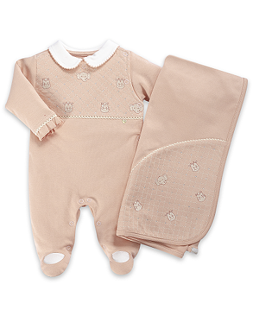 Saída Maternidade Fem Rosa Queimado Animais RN - Anjos Baby