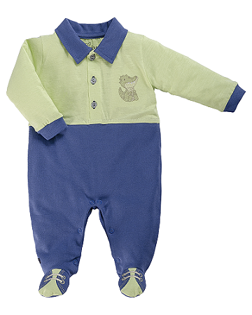 Macacão Masc ML Verde/Azul P- Anjos Baby