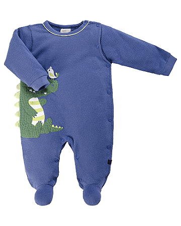 Macacão Masc ML Azul c/ Jacaré P - Anjos Baby