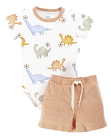 Conjunto Masc Body Dinossauro e Short Malha - Anjos Baby