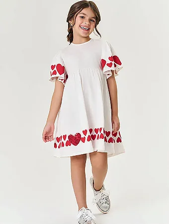 Vestido Infantil Corações Vermelho - Cinti