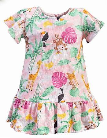 Vestido Rosa Estampado Selva 01-Anjos Baby