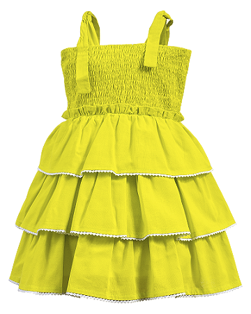 Vestido Verde Limão c/ Amarração na Alça 01- Anjos Baby
