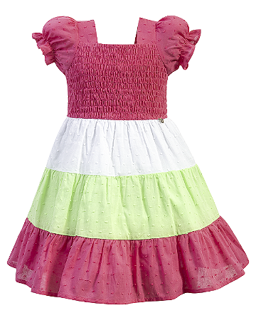 Vestido Três Marias Maguinha c/ Elastico Colorido 02- Anjos Baby