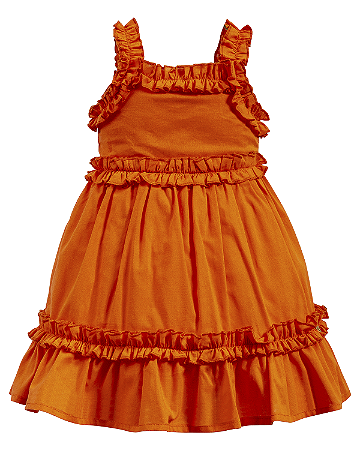 Vestido Laranja com Detalhes em Babados 1 ano - Anjos Baby